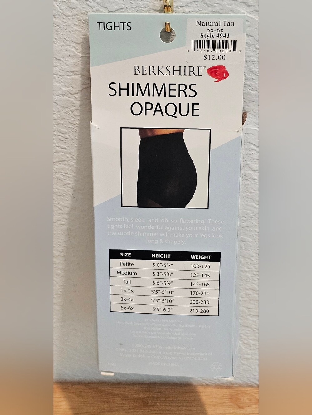 NIP Berkshire Shimmers Opaque Tights Size 5X 6X Natural Tan Plus Size - Picture 6 of 7